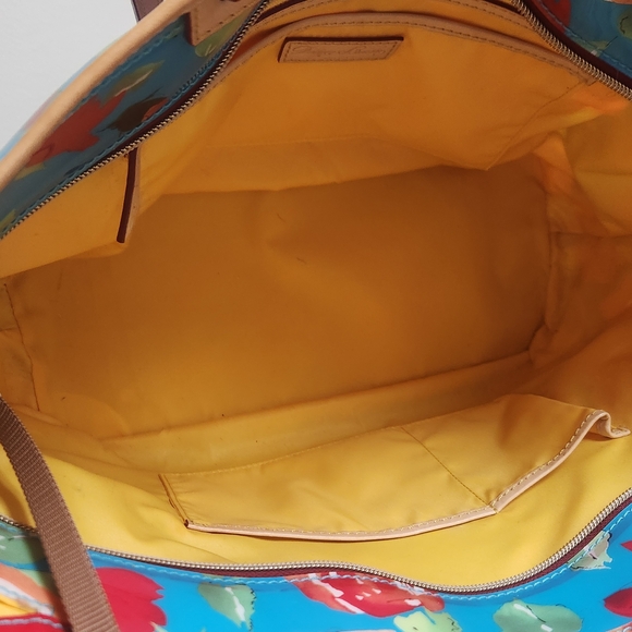 Dooney & Bourke FLORAL ROSE GARDEN Blue and Red Floral Tote. EUC - Picture 6 of 16